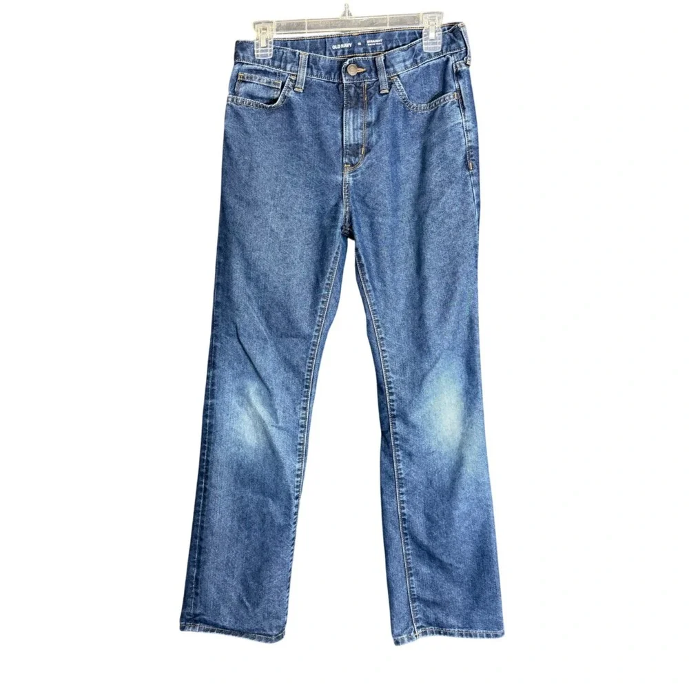 Old Navy Boys Size 16 Straight Jeans Blue Denim Pants School Adjustable Waist